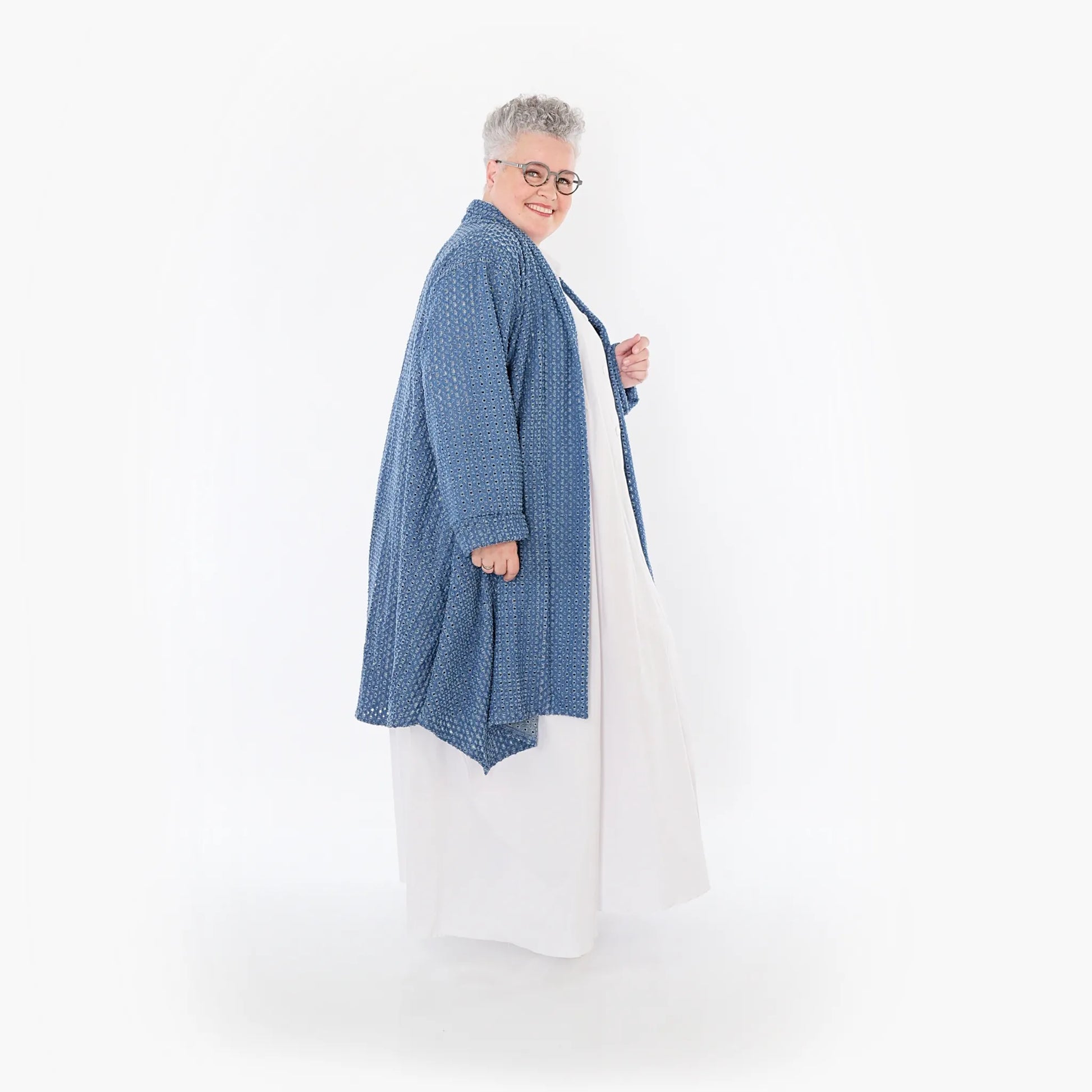  A-Form Cardigan von AKH Fashion aus Baumwolle, 1483.07040, Jeansblau, Ausgefallen, Zeitlos