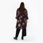  A-Form Bigshirt von AKH Fashion aus Viskose, 1491.07091, Schwarz/Fuchsia/Multi, Blumen