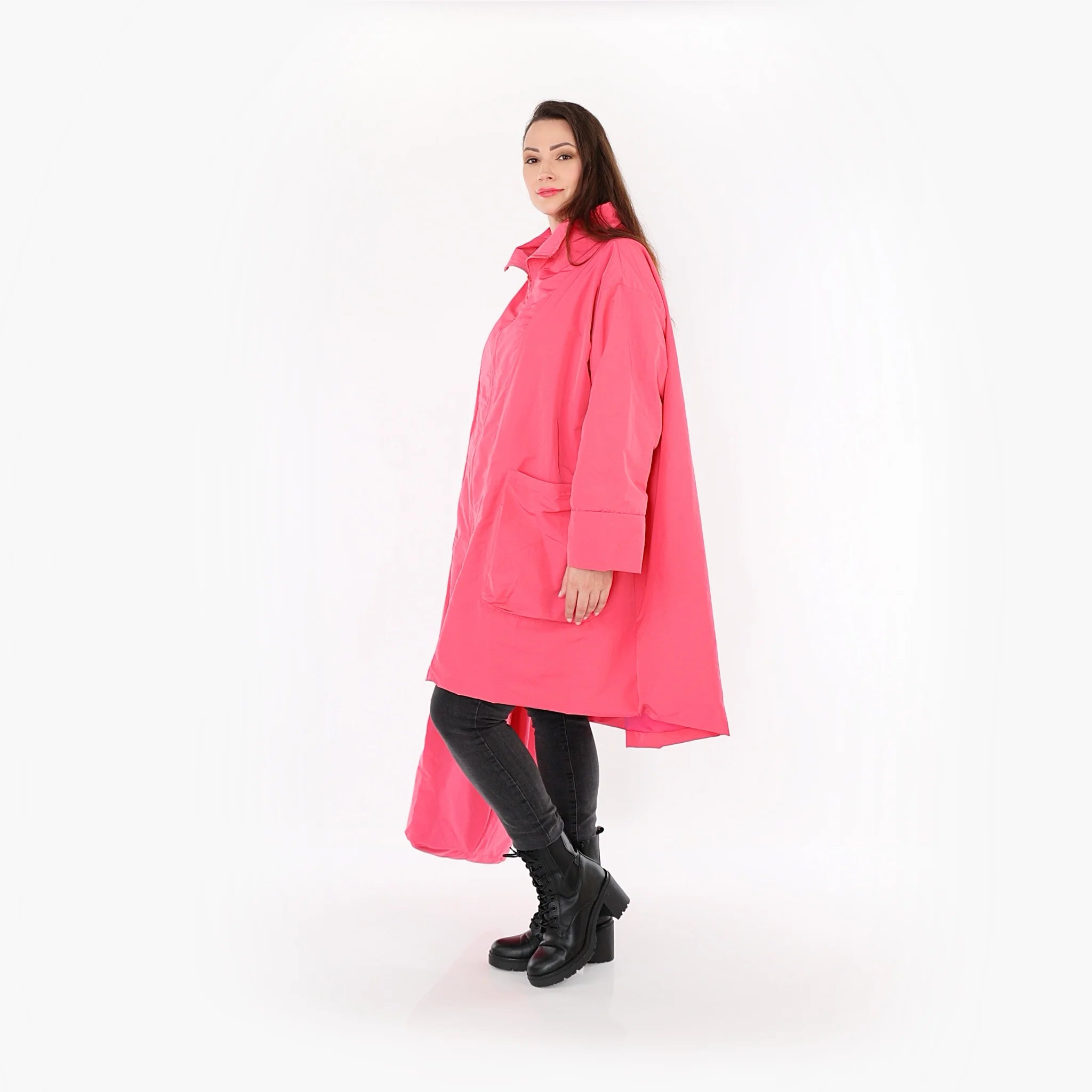  AKH Fashion Mantel in Vokuhila-Form, aus Baumwolle, 1493.02276, Pink, Ausgefallen, Zeitlos