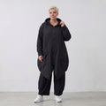 Schwarzer Oversize Mantel im Lagenlook weich fliessend leicht zeitlos leger Stil modern