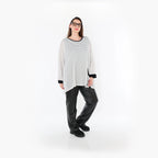  A-Form Bigshirt von AKH Fashion aus Baumwolle, 1498.07060, Weiß/Schwarz, Streifen, Schick