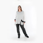  A-Form Bigshirt von AKH Fashion aus Baumwolle, 1498.07060, Weiß/Schwarz, Streifen, Schick