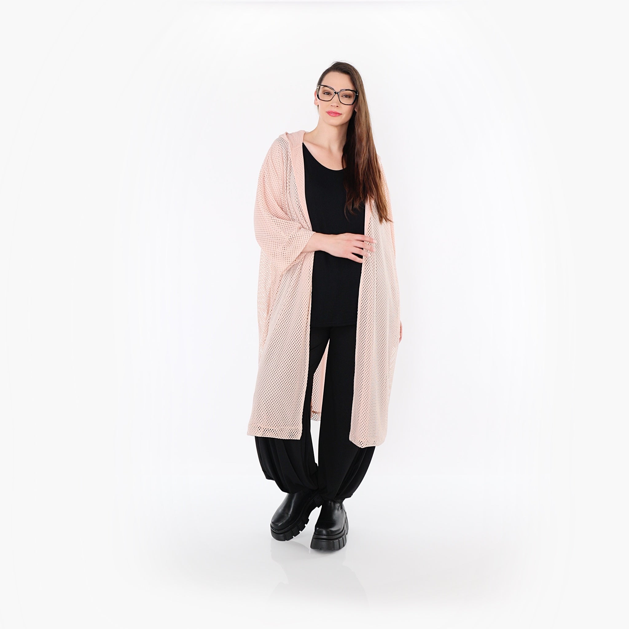  AKH Fashion Cardigan in gerader Form, aus Baumwolle, 1500.07068, Mauve, Ausgefallen