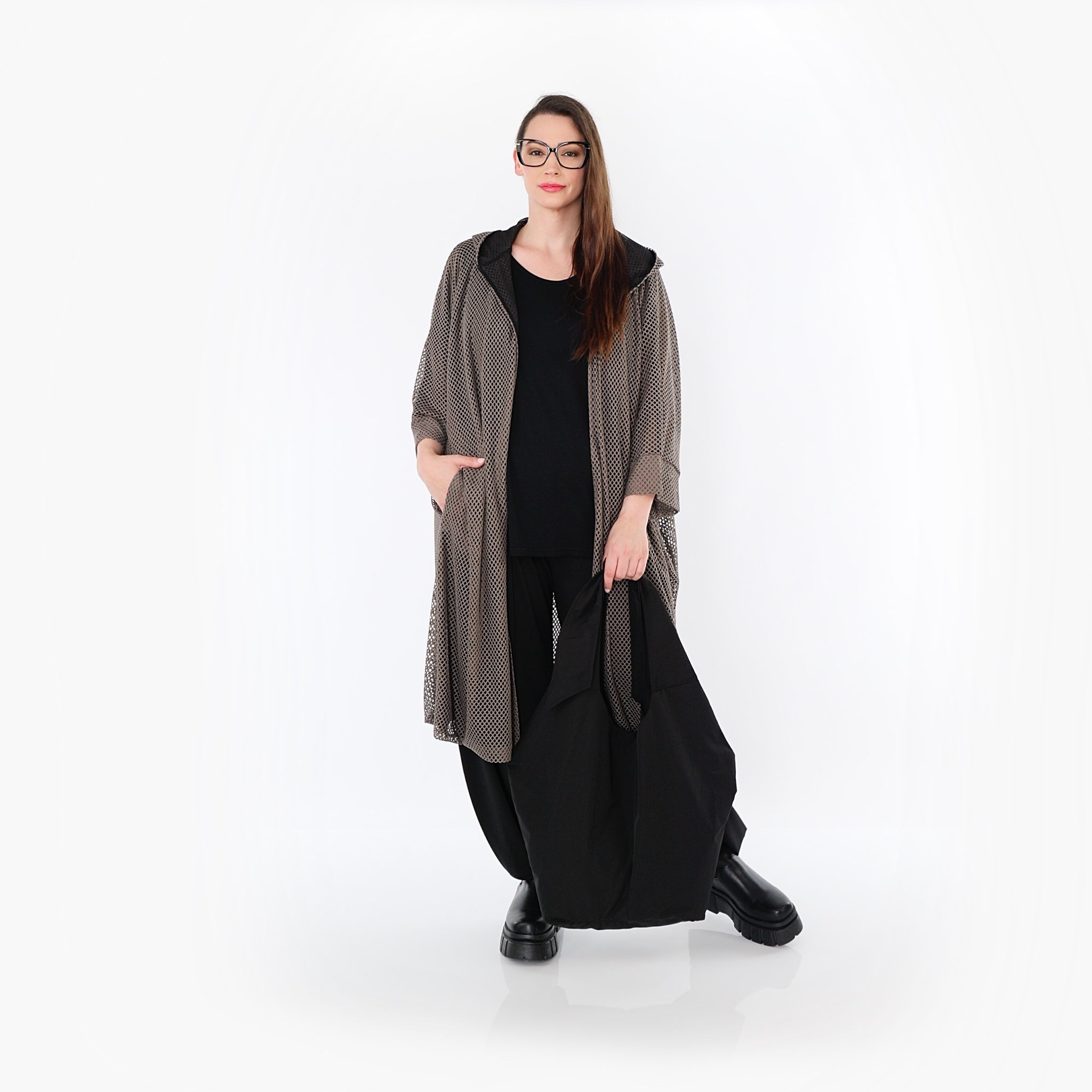  AKH Fashion Cardigan in gerader Form, aus Baumwolle, 1500.07068, Taupe, Ausgefallen
