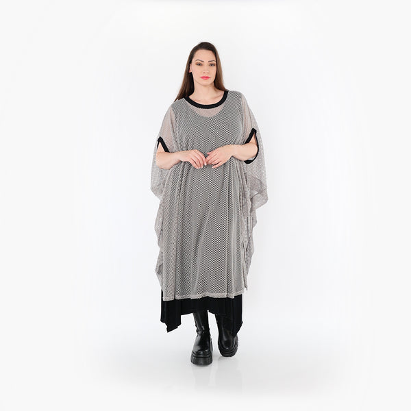  AKH Fashion Überwurf in gerader Form, aus Baumwolle, 1500.07100, Grau/Schwarz, Schick