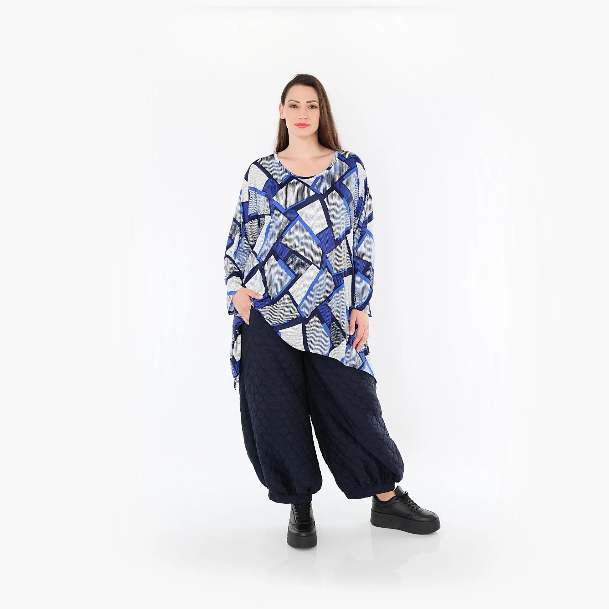  Ballonhose von AKH Fashion aus Materialmix, 1450.08067, Navy, Jacquard, Schick, Modern