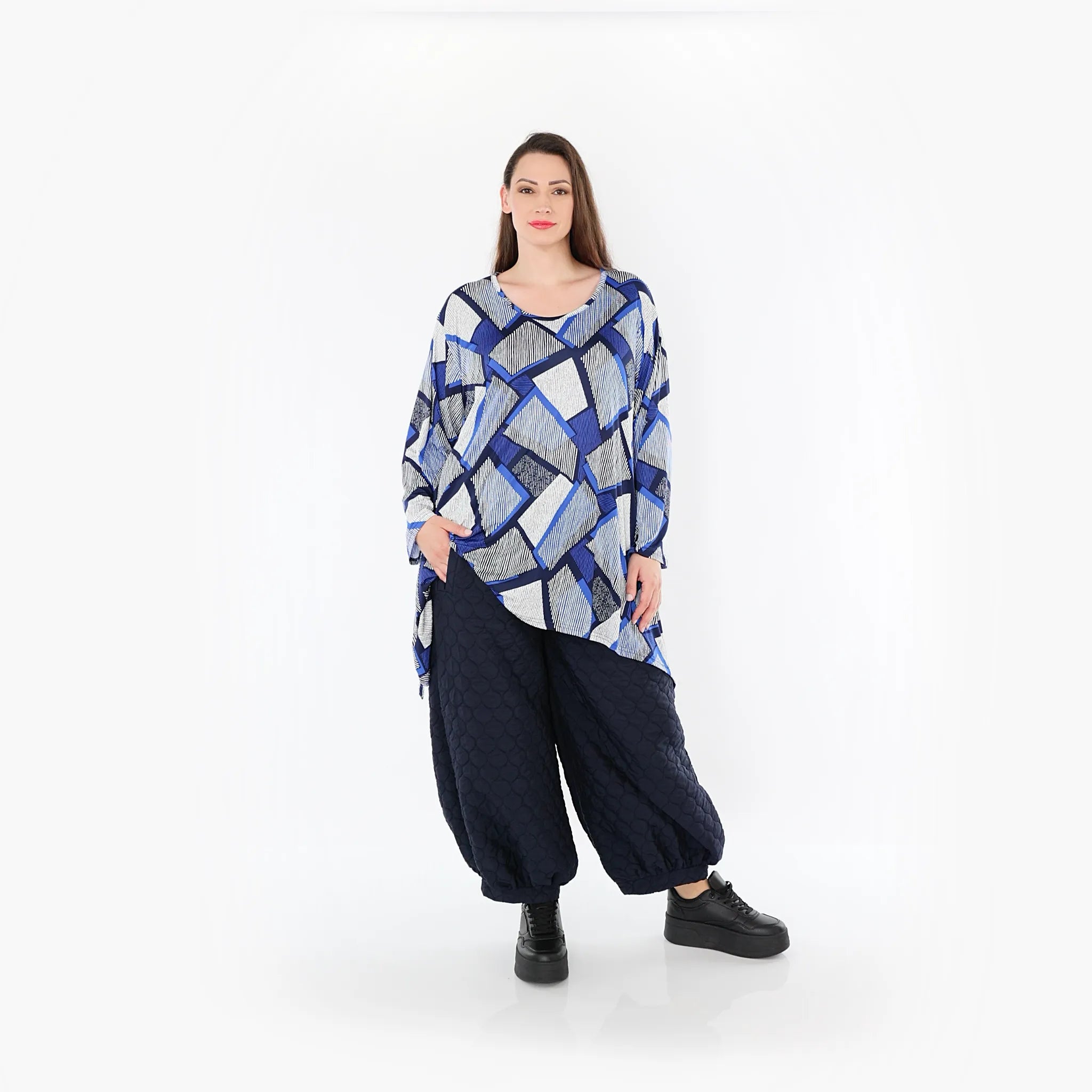  Ballonhose von AKH Fashion aus Materialmix, 1450.08067, Navy, Jacquard, Schick, Modern