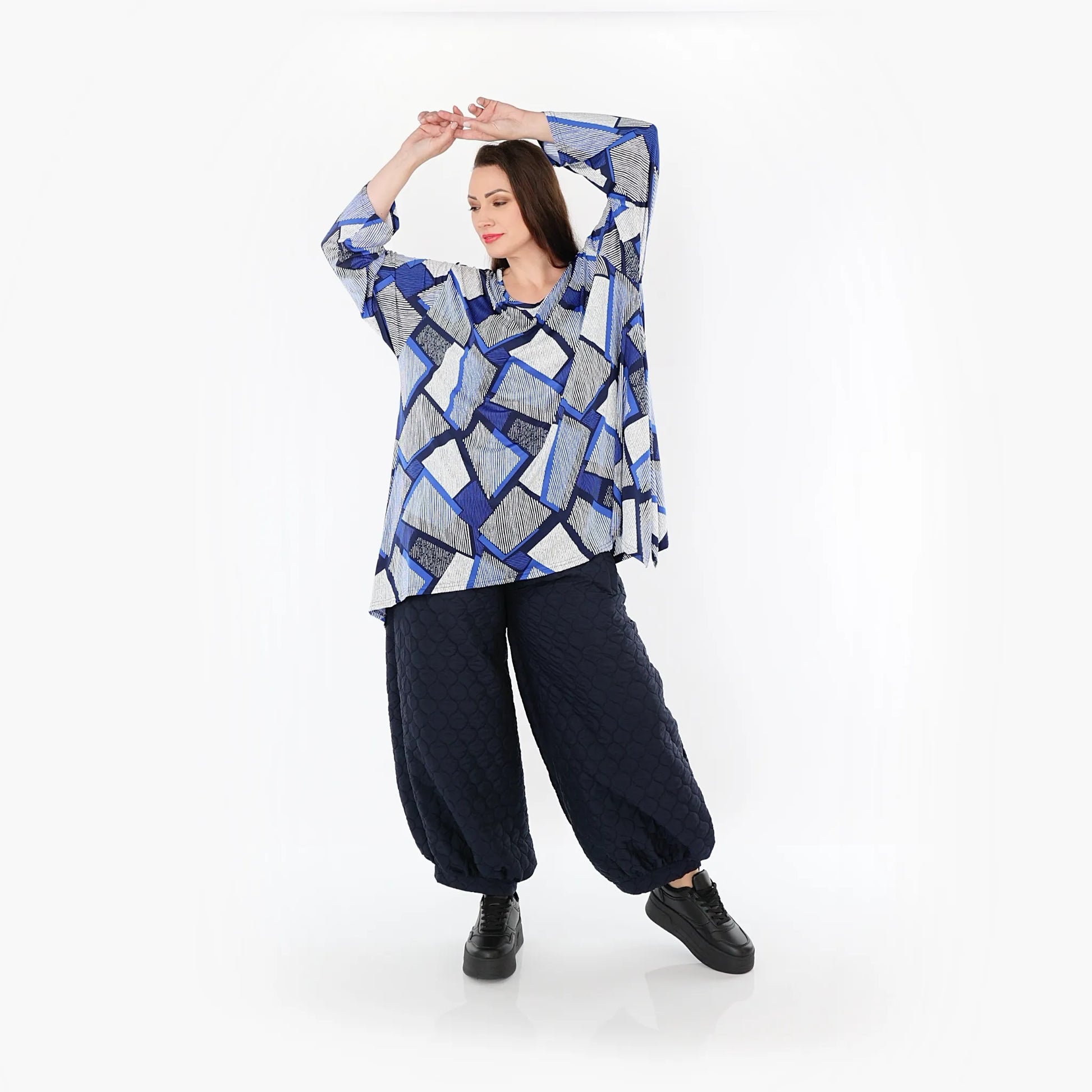  Ballonhose von AKH Fashion aus Materialmix, 1450.08067, Navy, Jacquard, Schick, Modern