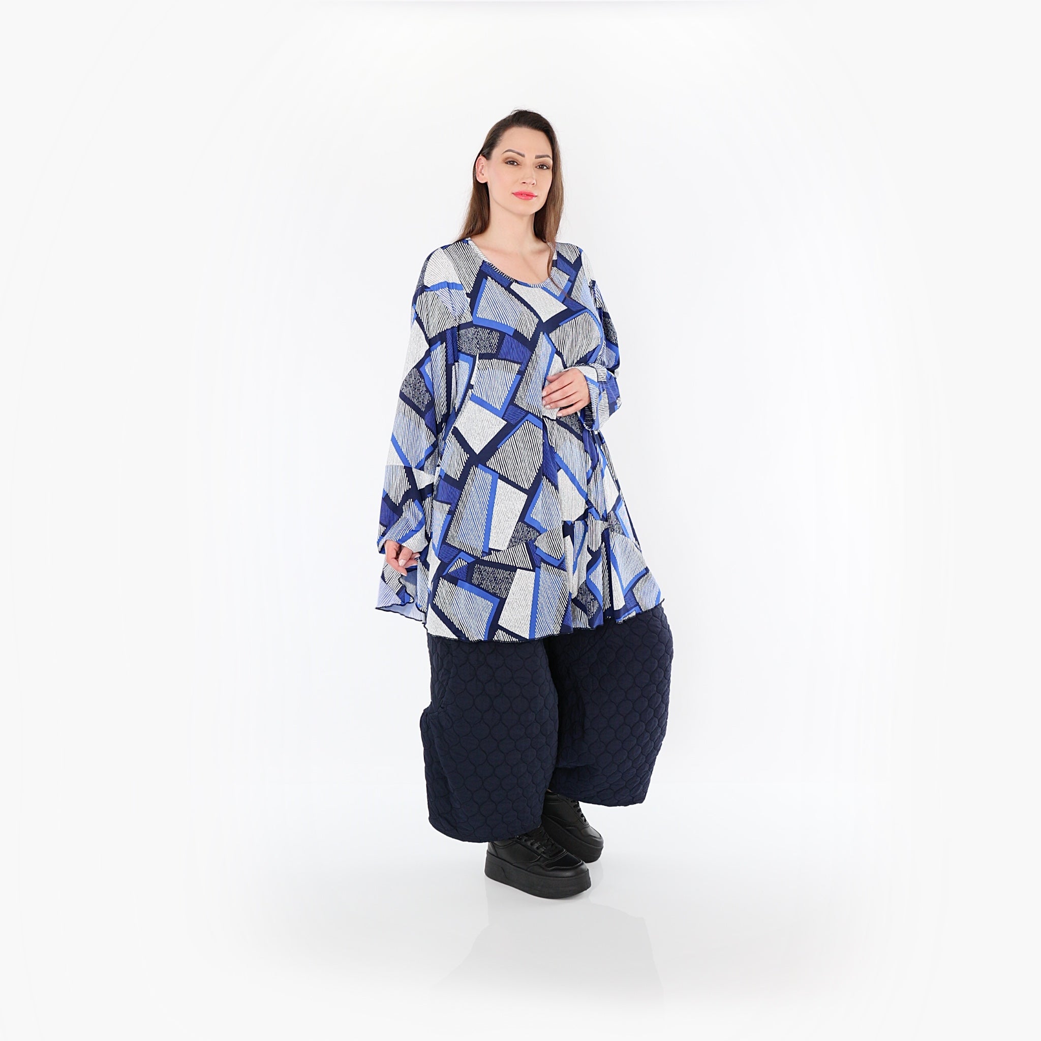  Ballonhose von AKH Fashion aus Materialmix, 1450.06631, Navy, Jacquard, Schick, Modern