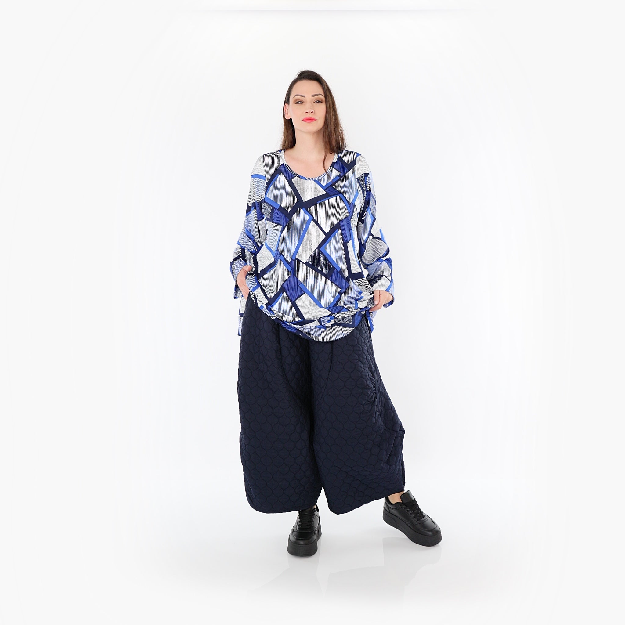  Ballonhose von AKH Fashion aus Materialmix, 1450.06631, Navy, Jacquard, Schick, Modern