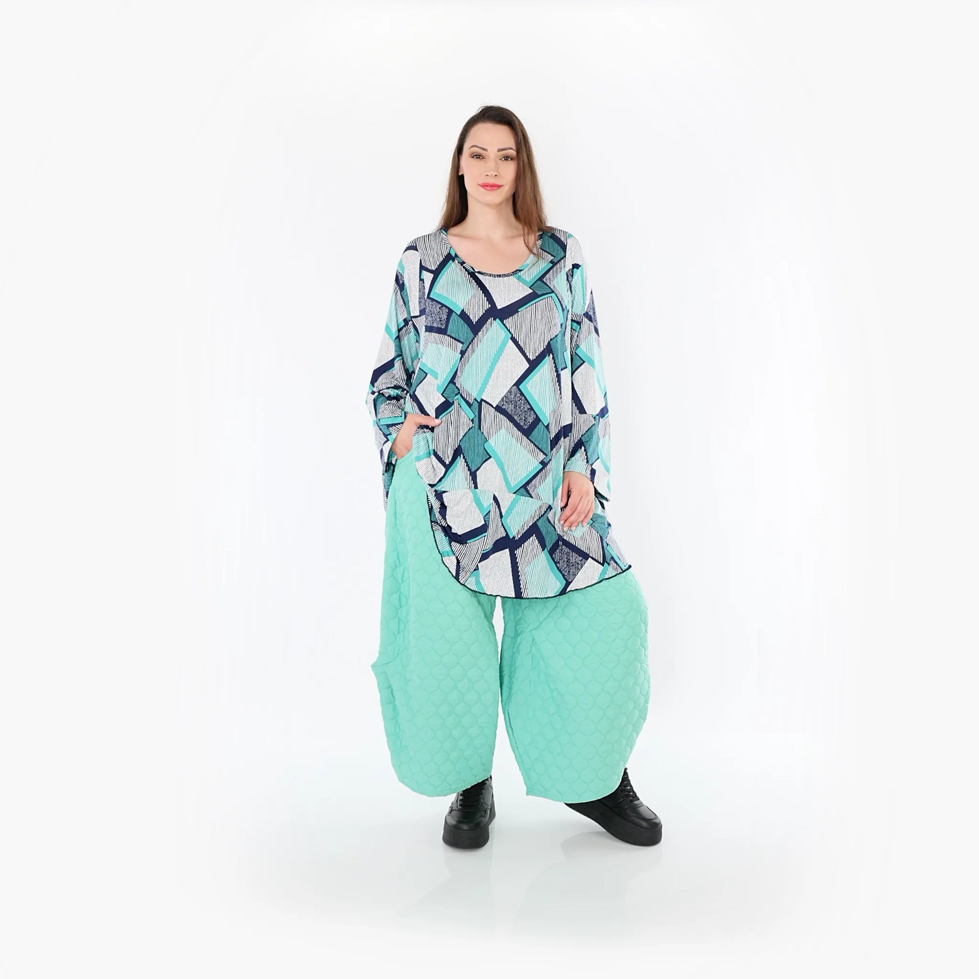  Ballonhose von AKH Fashion aus Materialmix, 1450.06631, Mintgrün, Jacquard, Schick, Schick