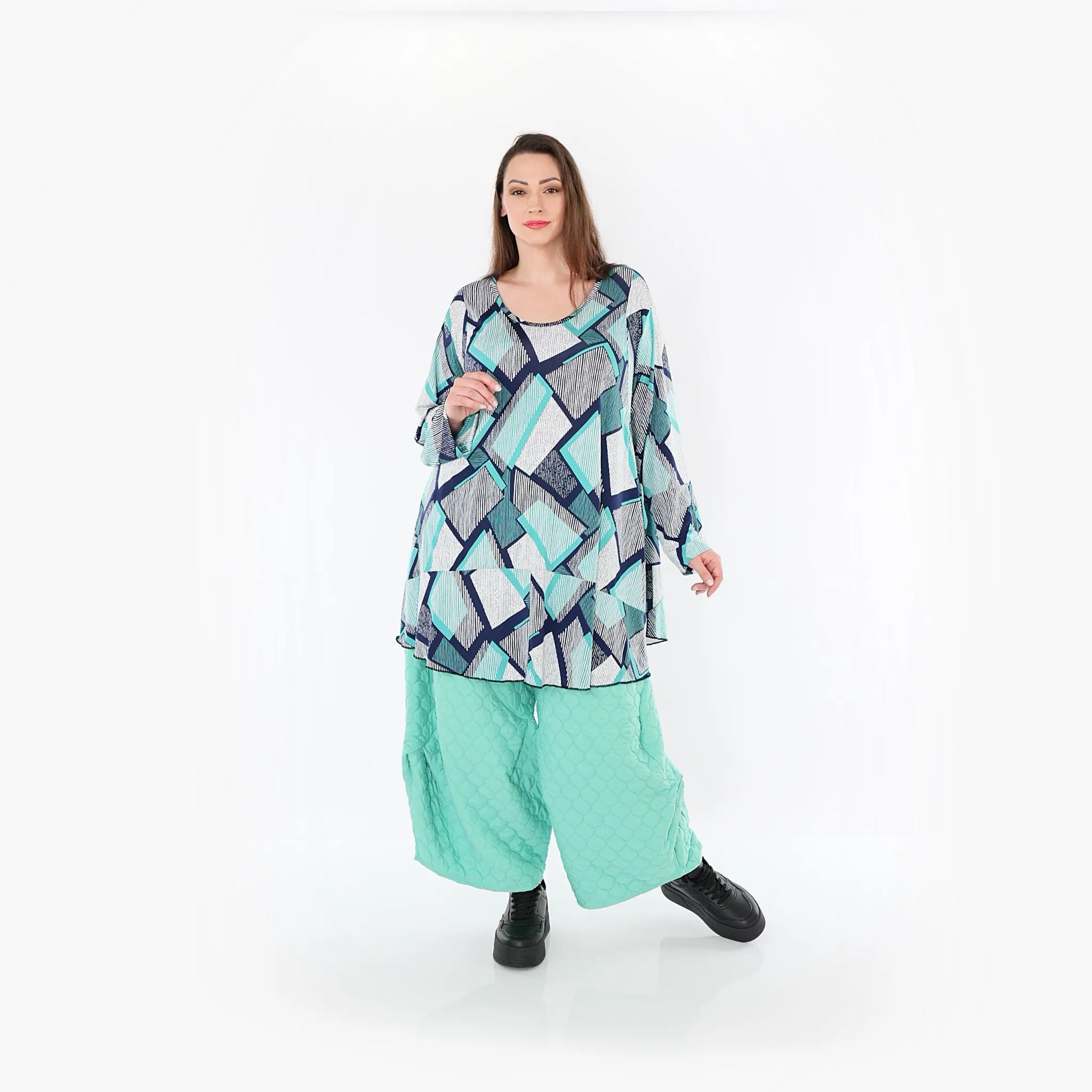  Ballonhose von AKH Fashion aus Materialmix, 1450.06631, Mintgrün, Jacquard, Schick, Schick