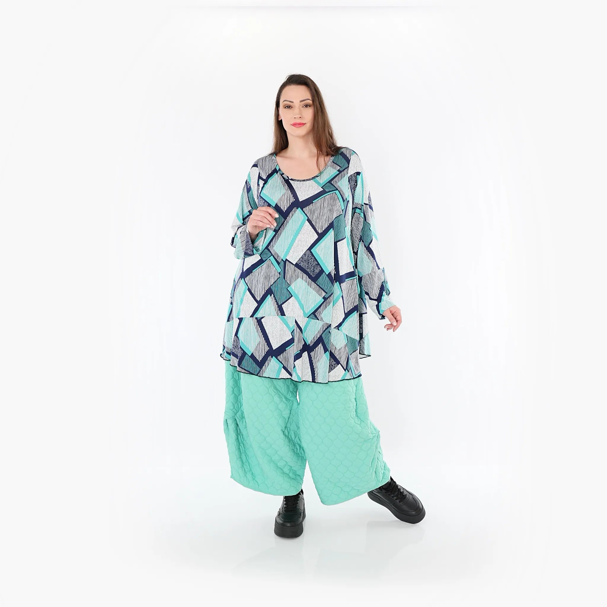  Ballonhose von AKH Fashion aus Materialmix, 1450.06631, Mintgrün, Jacquard, Schick, Schick