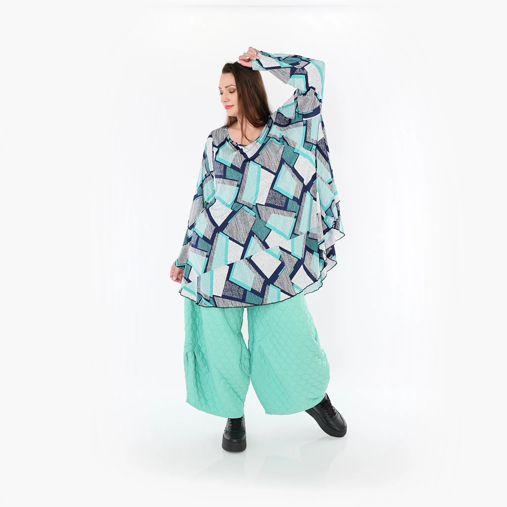  Ballonhose von AKH Fashion aus Materialmix, 1450.06631, Mintgrün, Jacquard, Schick, Schick