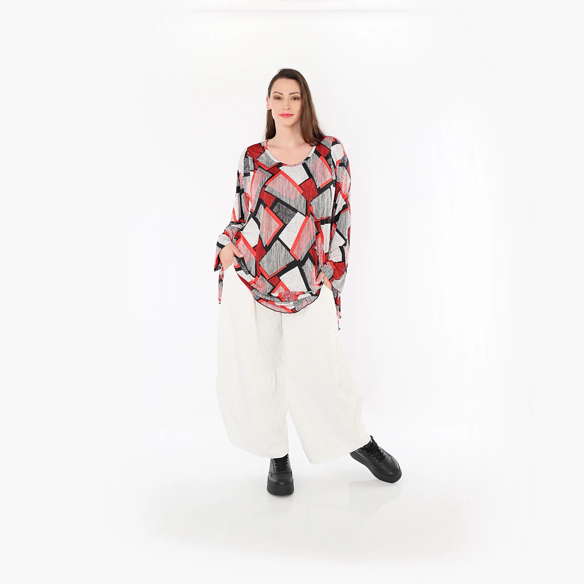  Ballonhose von AKH Fashion aus Materialmix, 1450.06631, Weiß, Jacquard, Schick, Modern