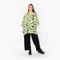  A-Form Bigshirt von AKH Fashion aus Rayon, 1510.00593, Grün/Türkis/Schwarz, Wellen, Schick