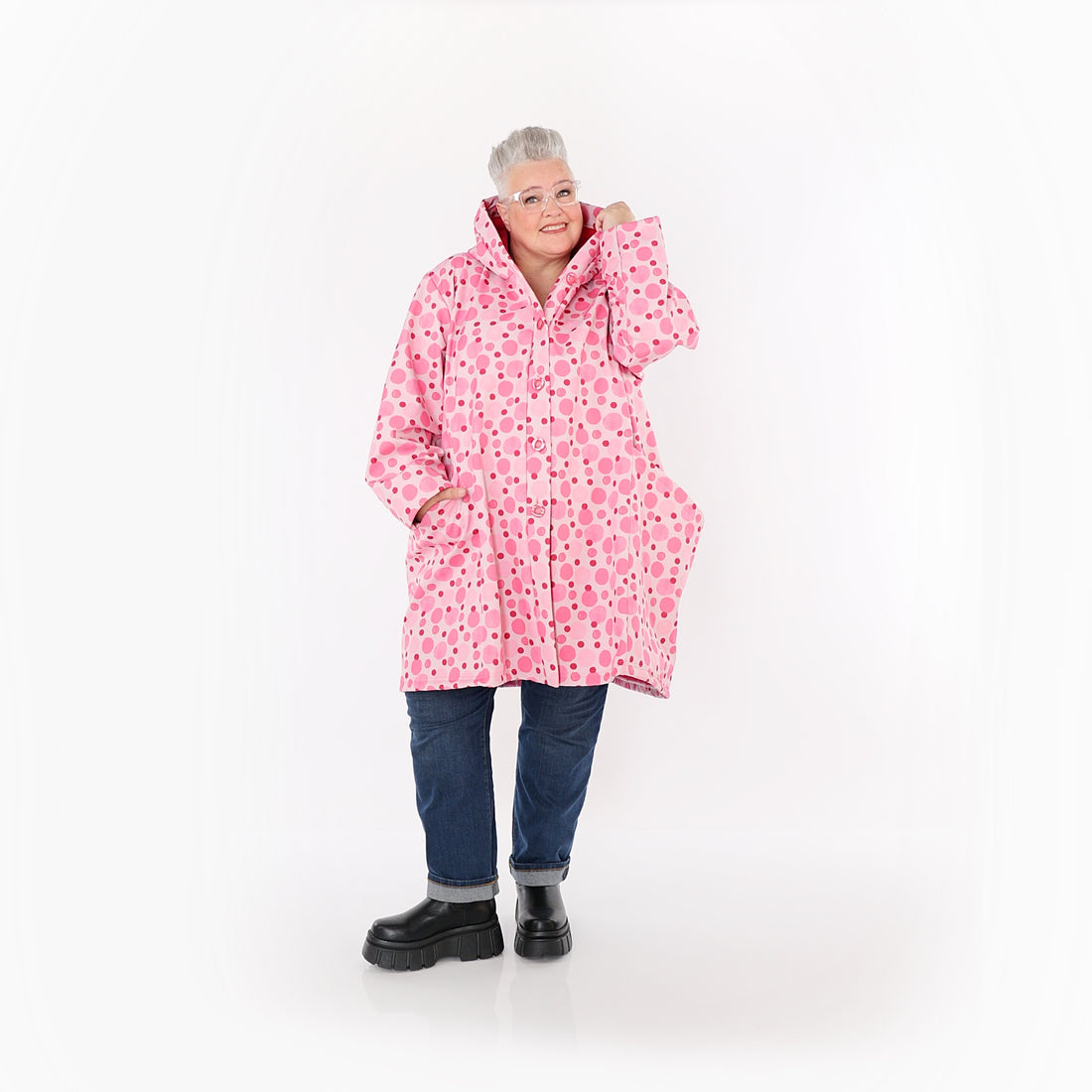  Ballonjacke von AKH Fashion aus Polyester, 1515.06660, Pink/Multi, Punkte, Ausgefallen
