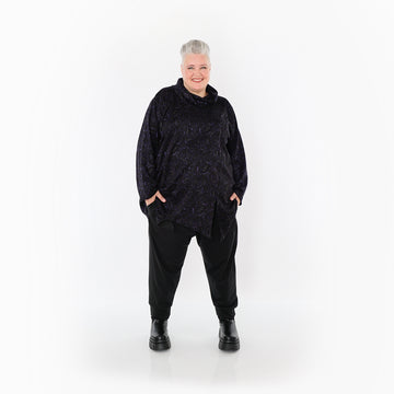  AKH Fashion Bigshirt in asymmetrischer Form, aus Materialmix, 1516.06061, Violett