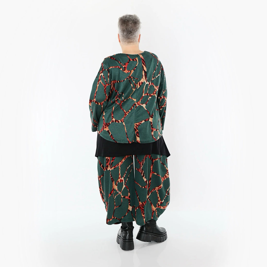  AKH Fashion Jacke in gerundeter Form, aus Materialmix, 1563.00130, Grün/Multi, Grafik