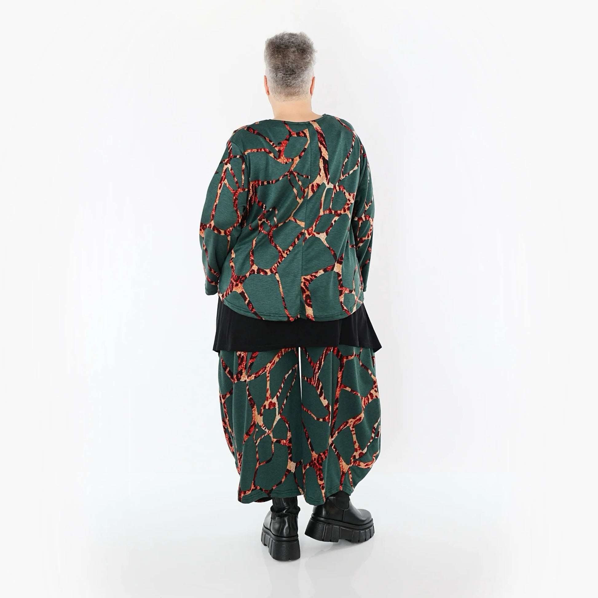  AKH Fashion Jacke in gerundeter Form, aus Materialmix, 1563.00130, Grün/Multi, Grafik