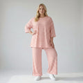 Stilvolle Lagenlook Hose aus weichem Jersey in legerer Oversize Form mit Schlitz, Weiß/Lachs