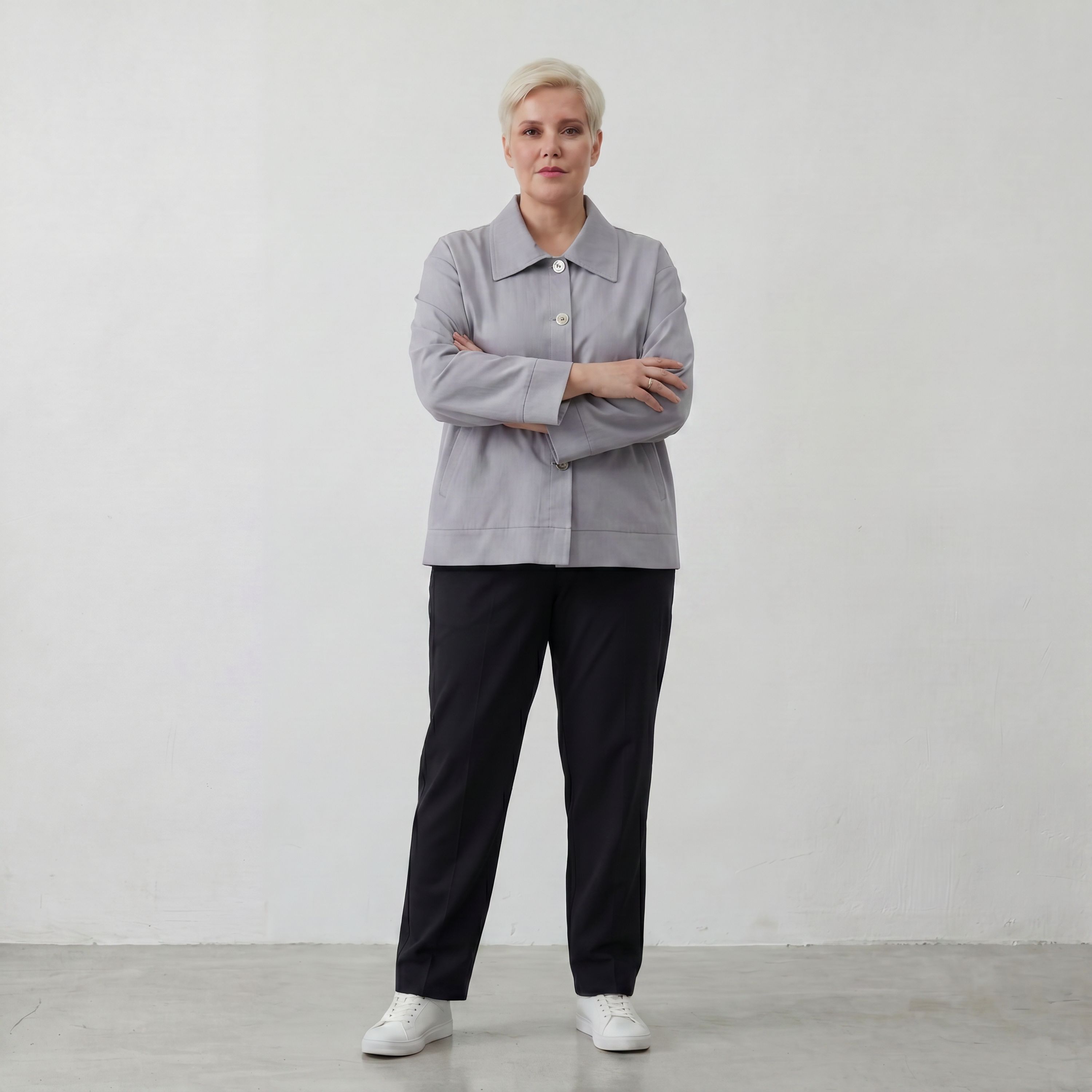 Eleganter Oversizeblazer Grau fliessend Lagenlook elastisch locker sehr modern chic edel