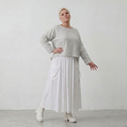 Leichter Baumwollüberwurf Hellblau/Ecru im Oversize Lagenlook zeitlos leger luftig weich