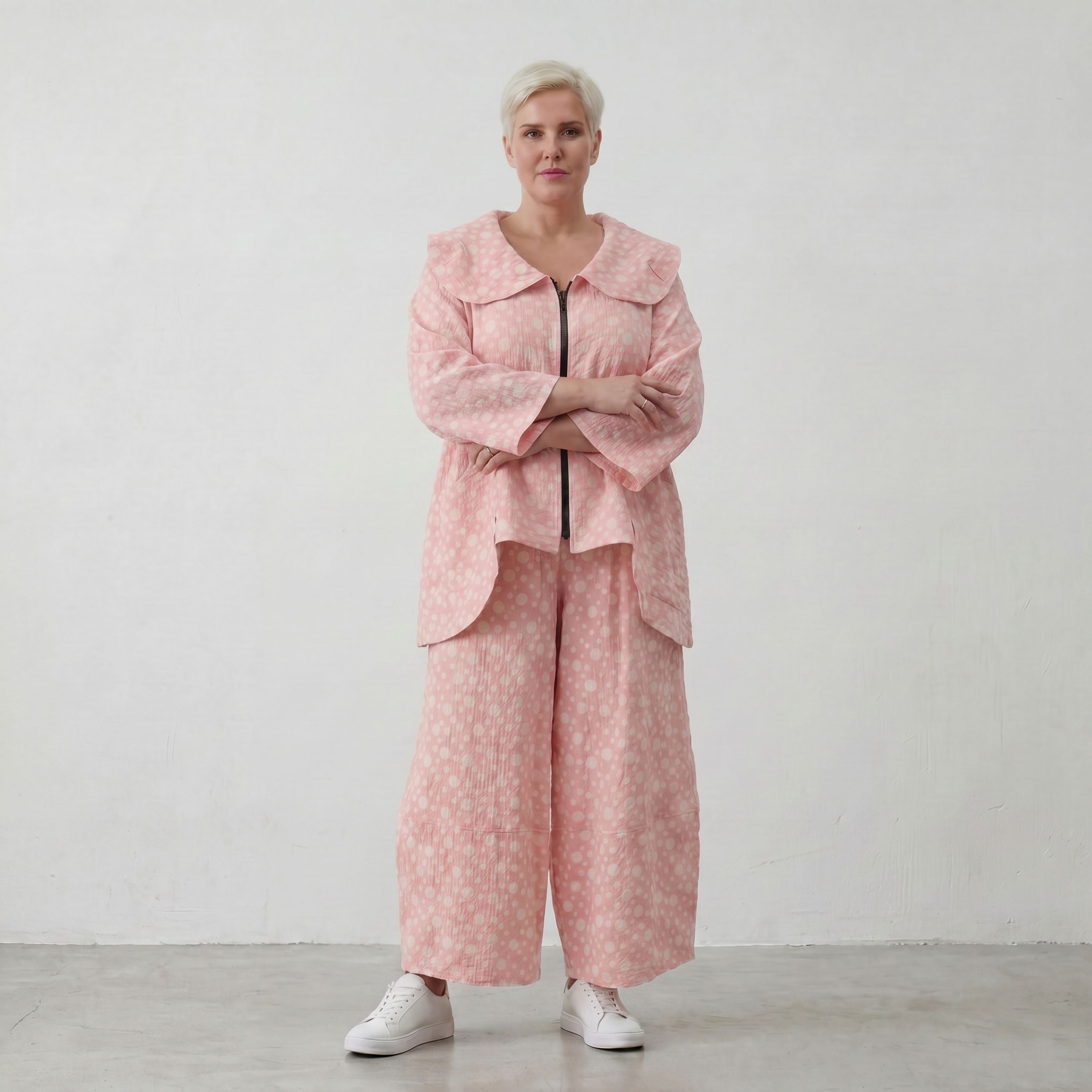 Leichte Oversize Baumwolljacke in Rosa Ecru im Lagenlook luftig zeitlos feminin soft sehr