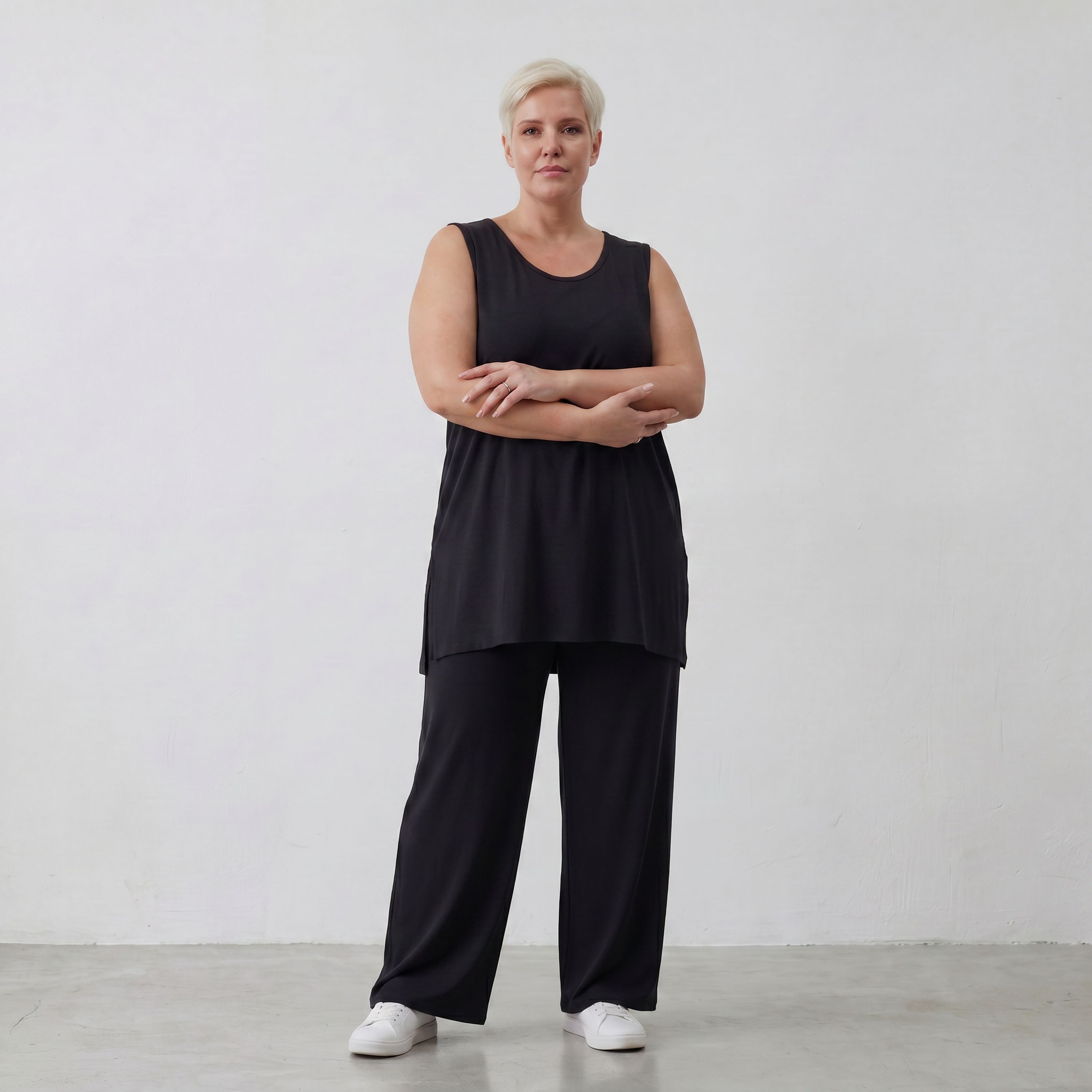 Weiche Jerseyhose in zeitlosem Schwarz aus fließendem Viskose Stretch mit elastischem Bund