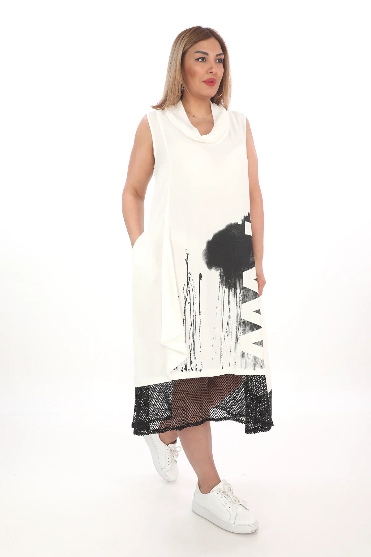 Ballonkleid von Zedd Plus aus Viskose, ausgefallene, zeitlose Lagenlook Mode