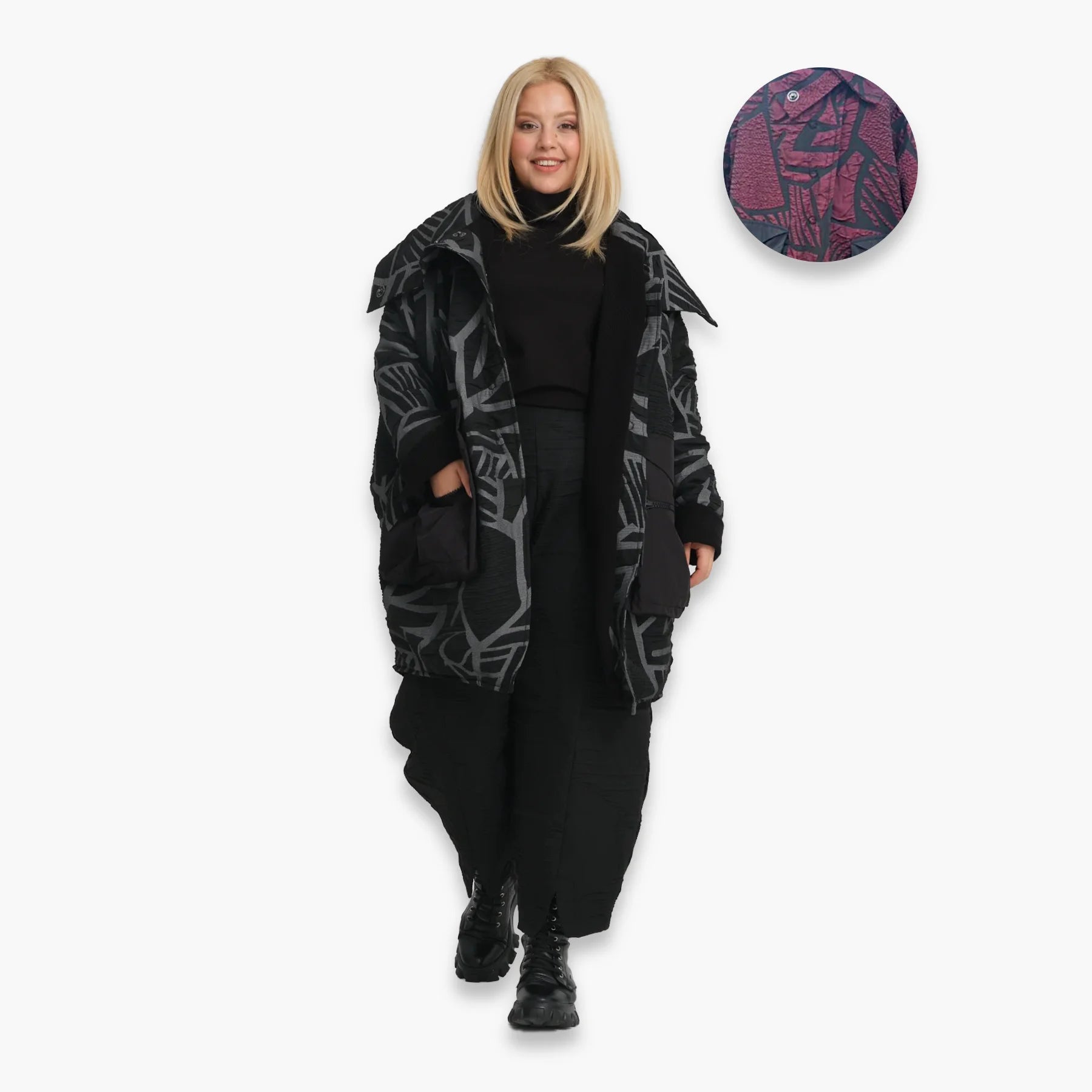 Ballonmantel von Zedd Plus aus Polyamid, ausgefallene, zeitlose Lagenlook Mode