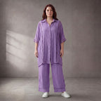 Flieder Viskosebluse im Lagenlook Oversize A-Linie mit Lochstruktur sehr leger zeitlos