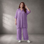 Flieder Viskosebluse im Lagenlook Oversize A-Linie mit Lochstruktur sehr leger zeitlos