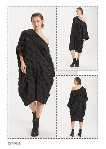  H4 Fashion Kleid in gerundeter Form, aus Polyamid, 3067, Schwarz, Ausgefallen, Zeitlos