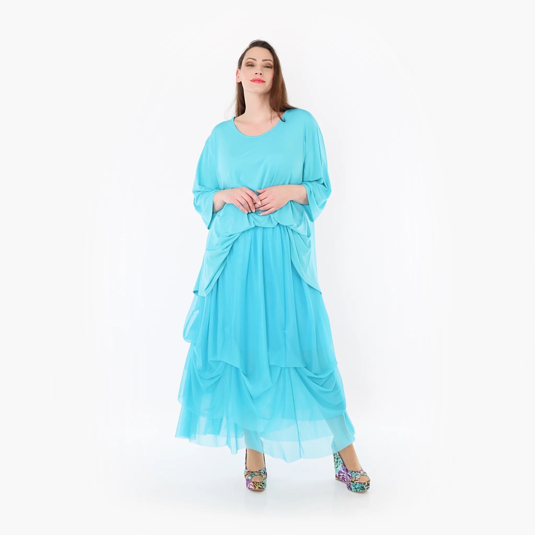  Ballonrock von AKH Fashion aus Materialmix, 1457.07049, Türkis, Ausgefallen, Zeitlos