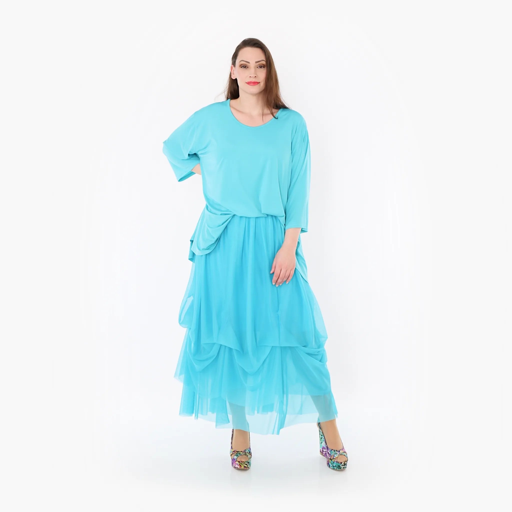  Ballonrock von AKH Fashion aus Materialmix, 1457.07049, Türkis, Ausgefallen, Zeitlos