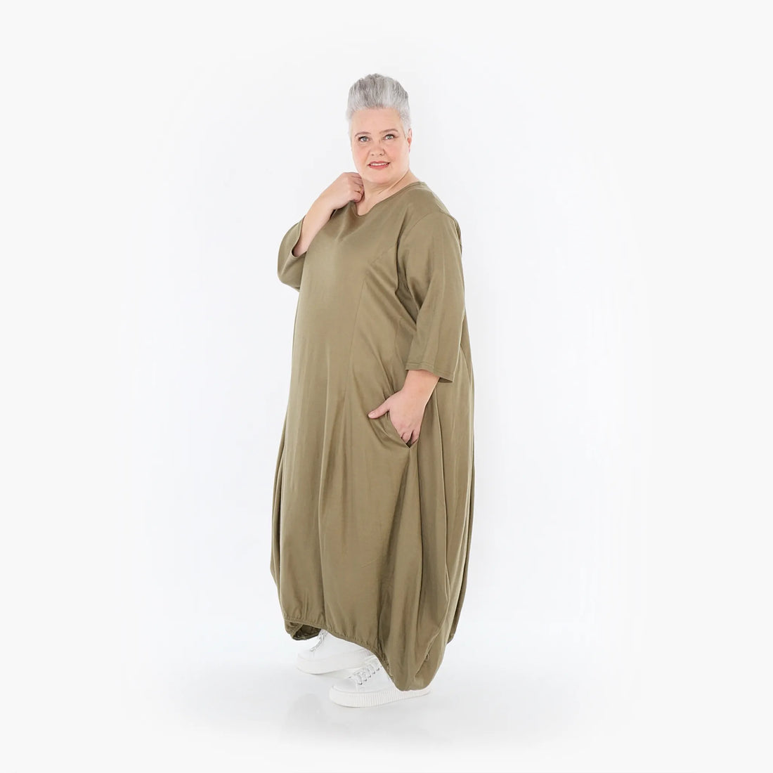  Ballonkleid von AKH Fashion aus Baumwolle, 1465.06736, Pistazie, Ausgefallen, Zeitlos