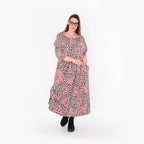  Ballonkleid von AKH Fashion aus Baumwolle, 1513.07122, Beige/Braun/Fuchsia, Leopard