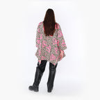 A-Form Bigshirt von AKH Fashion aus Baumwolle, 1513.07123, Beige/Braun/Fuchsia, Leopard