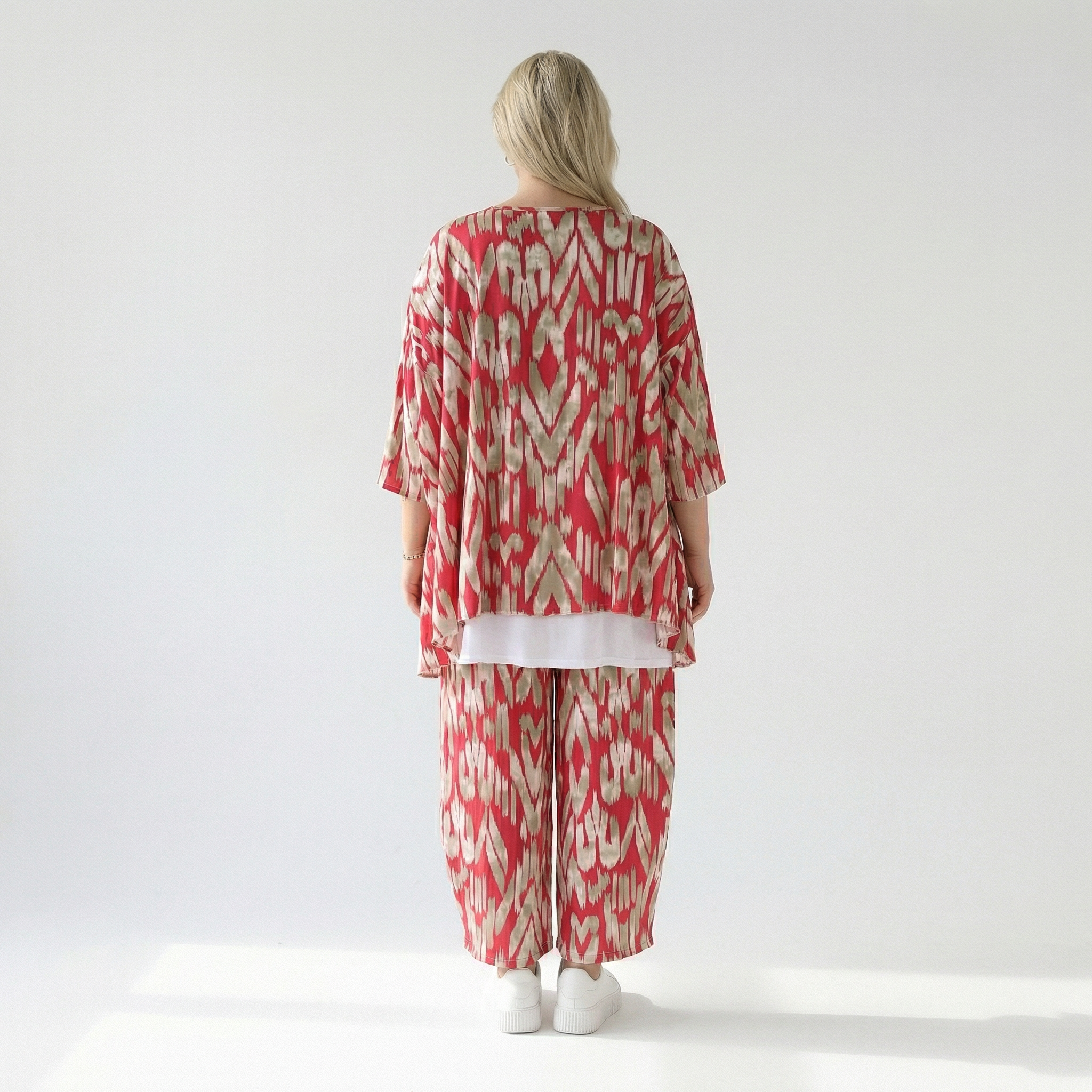  A-Form Bigshirt von AKH Fashion aus Viskose, 1296.00593, Fuchsia-Beige, Grafik, Schick