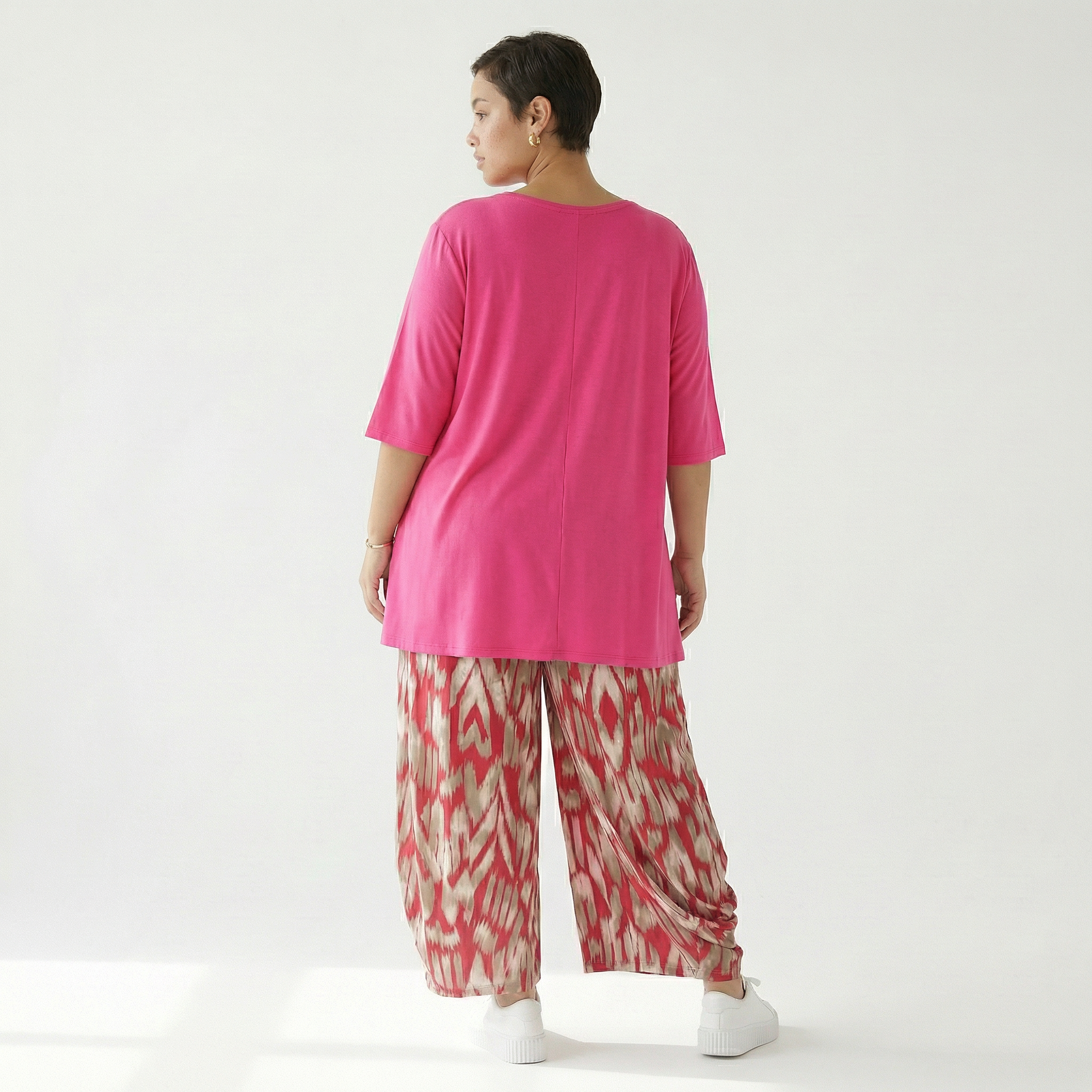  Ballonhose von AKH Fashion aus Viskose, 1296.08069, Fuchsia-Beige, Grafik, Schick, Modern