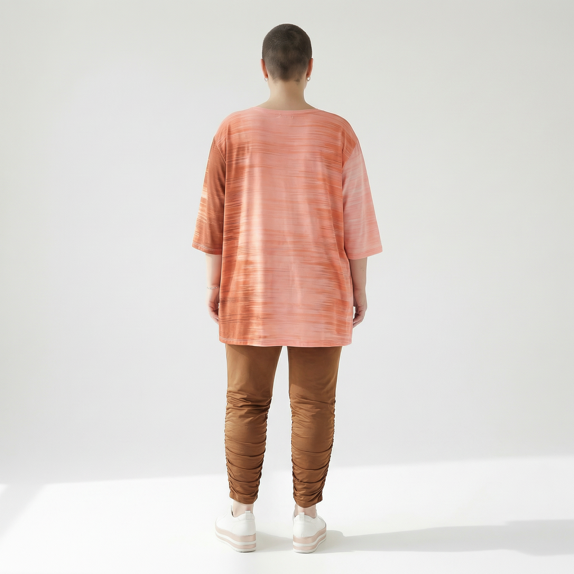  A-Form Bigshirt von AKH Fashion aus Viskose, 1249.00593, Koralle-Orange, Batik, Schick