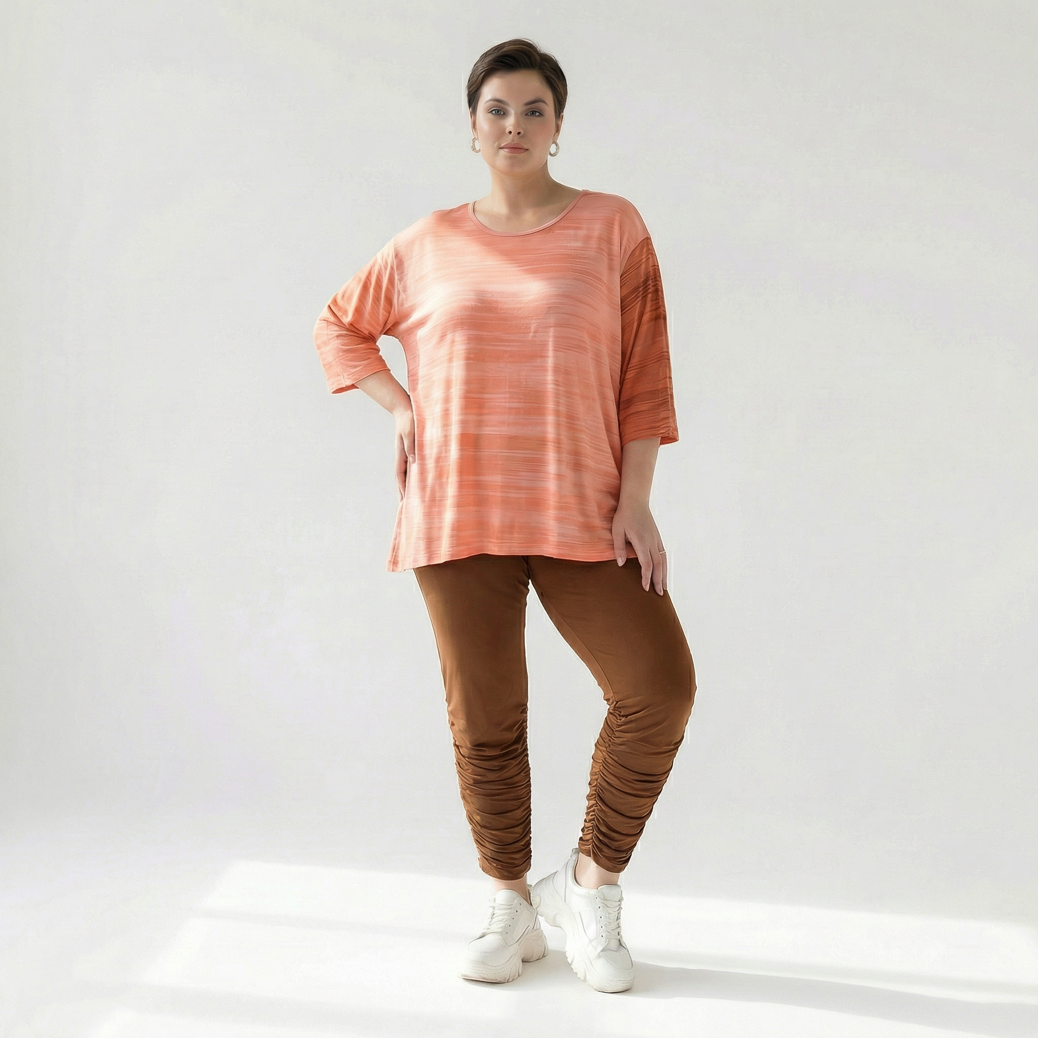  AKH Fashion Shirt in Glocken-Form, aus Viskose, 1249.01892, Koralle-Orange, Batik, Schick