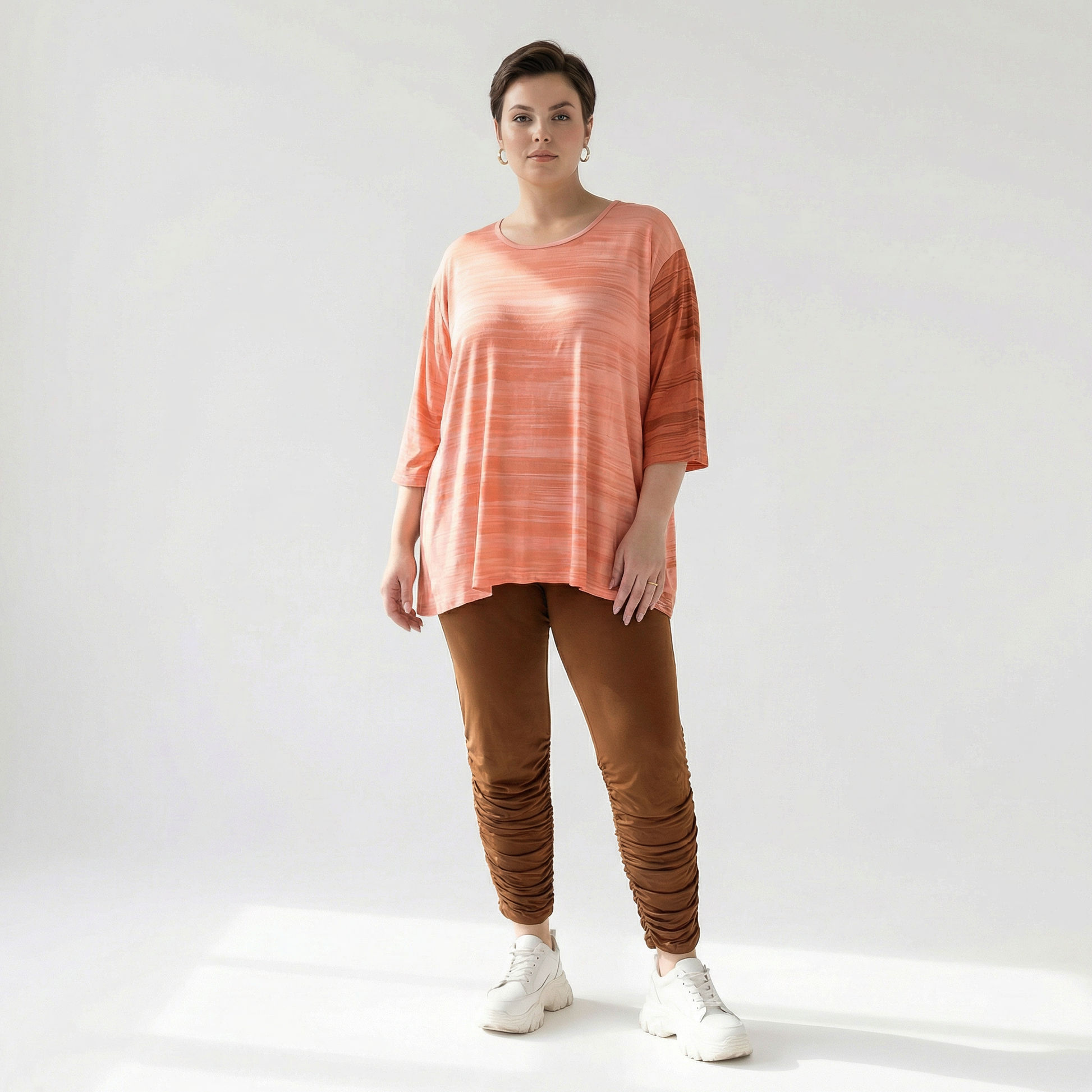  AKH Fashion Shirt in Glocken-Form, aus Viskose, 1249.01892, Koralle-Orange, Batik, Schick