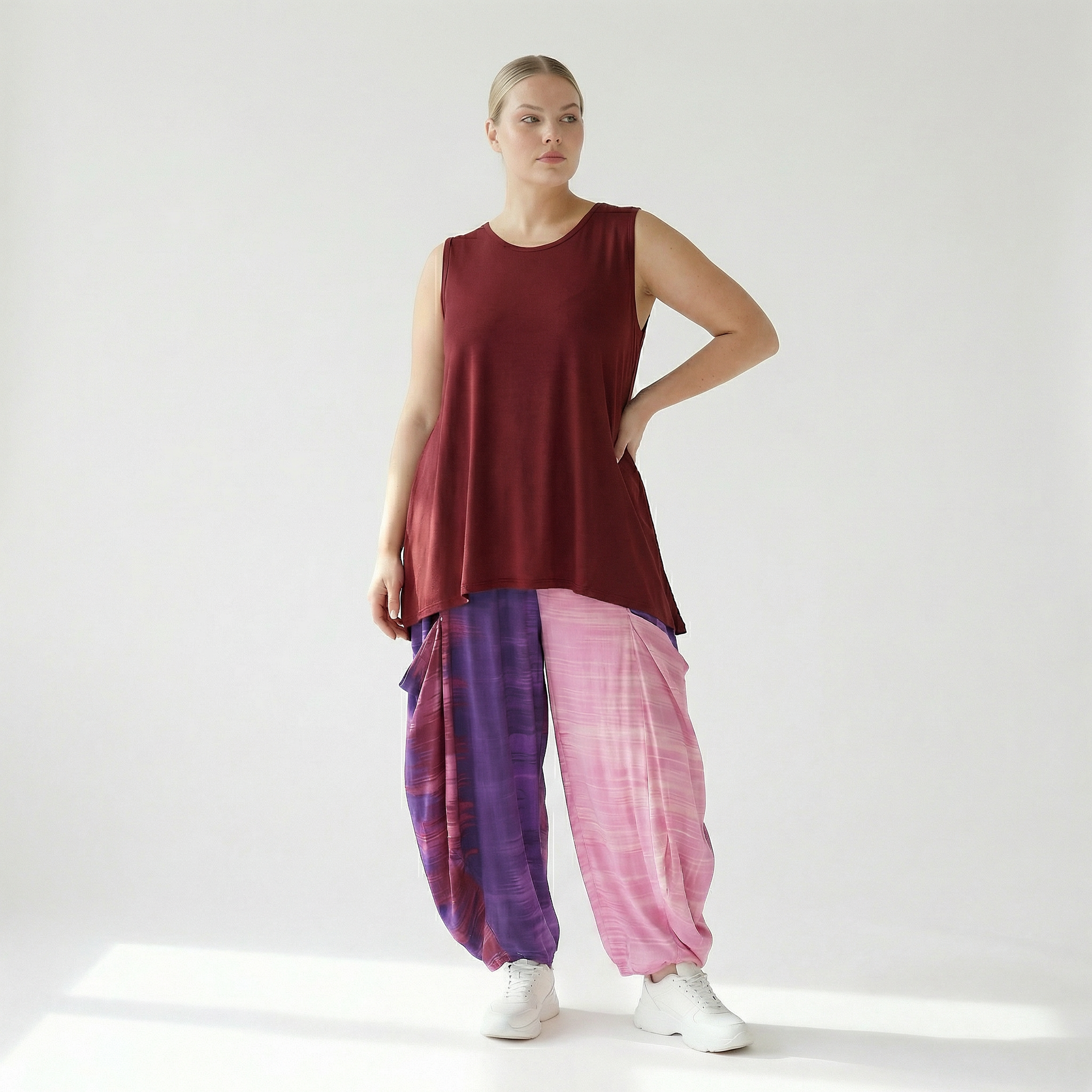  Ballonhose von AKH Fashion aus Viskose, 1249.08069, Flieder-Pink, Batik, Schick, Modern