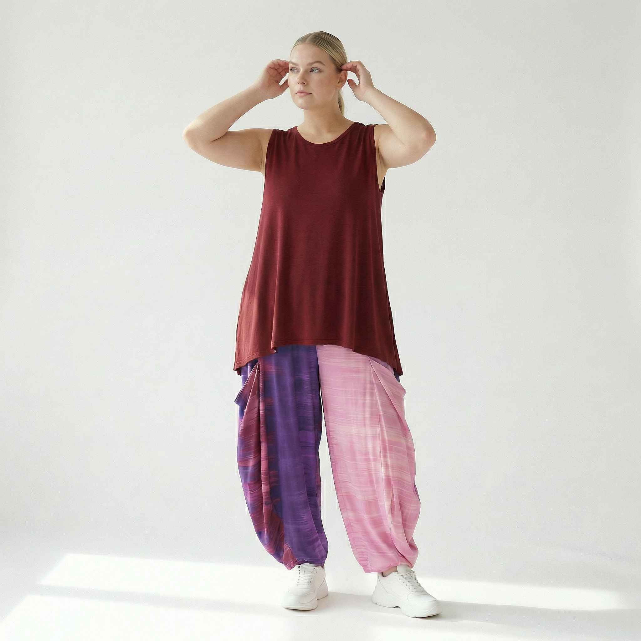  Ballonhose von AKH Fashion aus Viskose, 1249.08069, Flieder-Pink, Batik, Schick, Modern