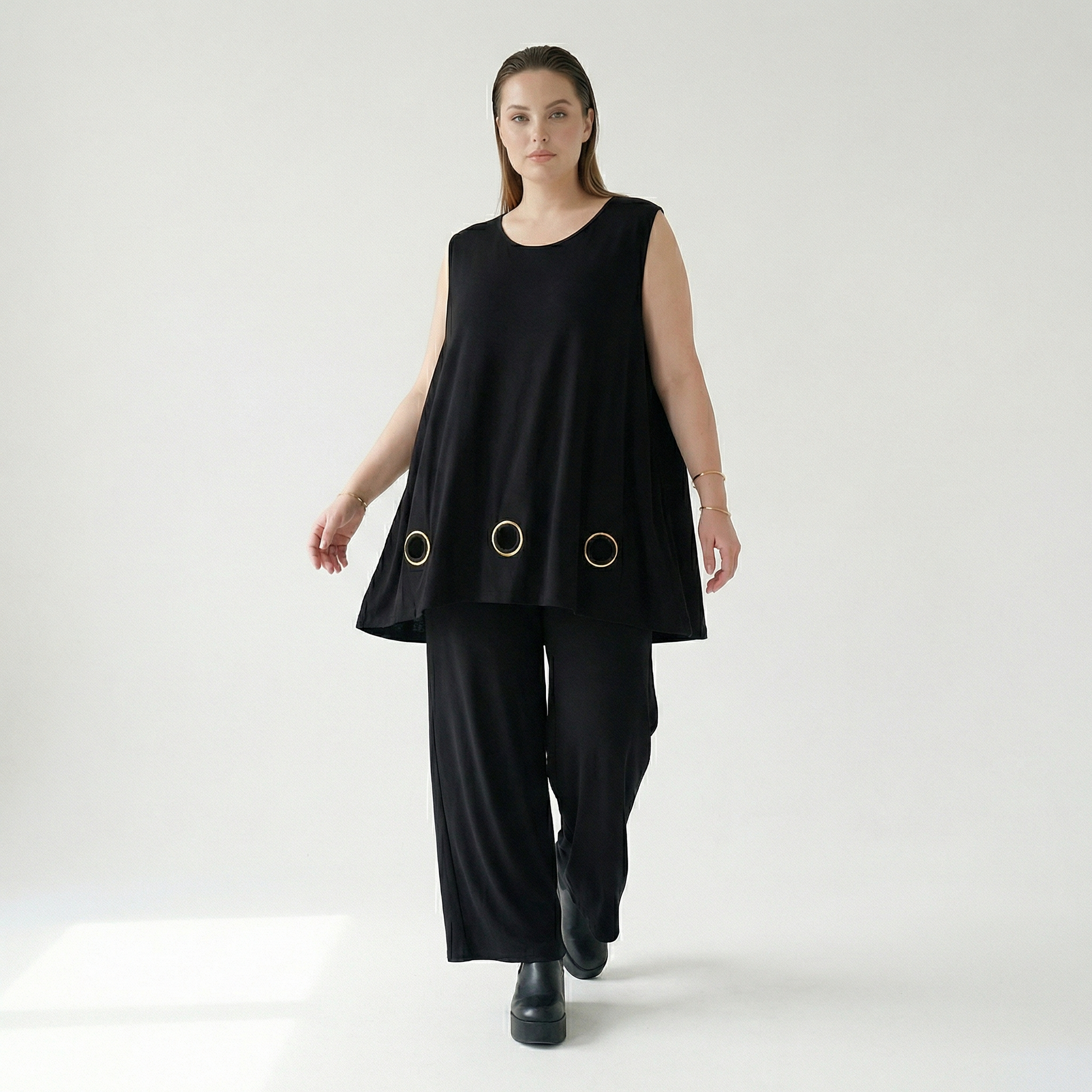  AKH Fashion Top in gerader Form, aus Viskose, 1416.06675, Schwarz/Gelb, Schick, Modern