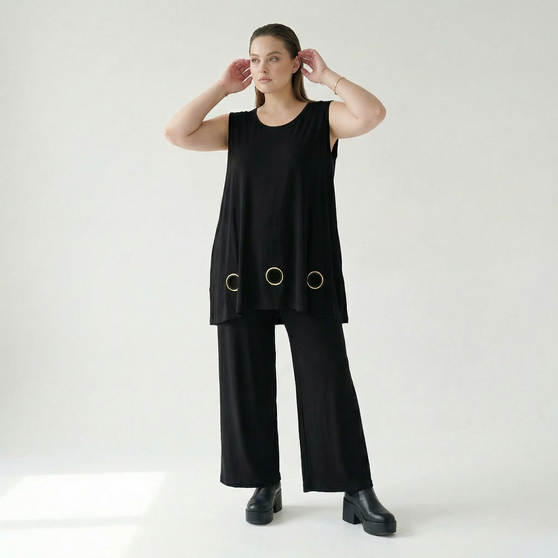  AKH Fashion Top in gerader Form, aus Viskose, 1416.06675, Schwarz/Gelb, Schick, Modern