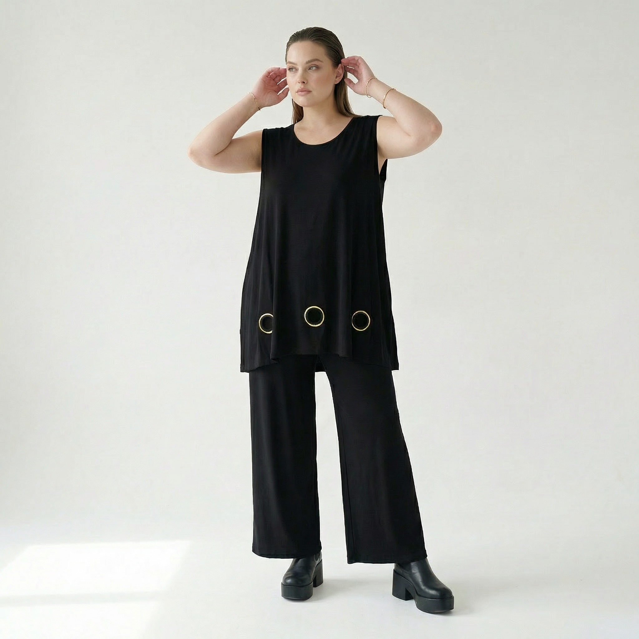  AKH Fashion Top in gerader Form, aus Viskose, 1416.06675, Schwarz/Gelb, Schick, Modern