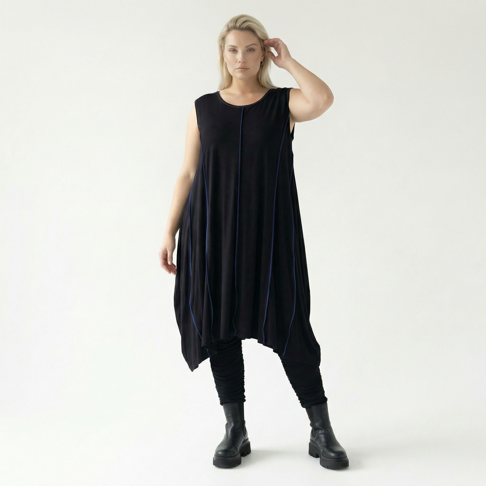  Ballon Tunika von AKH Fashion aus Viskose, 1416.06913, Schwarz/Blau, Schick, Modern